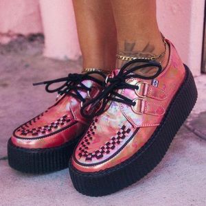 T.U.K. Red Oil-Slick D-ring Mondo Creepers